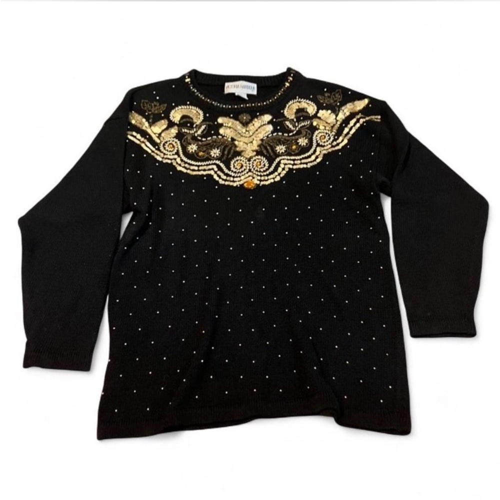 Victoria Harbour Black and Gold‎ Embellished Sweater